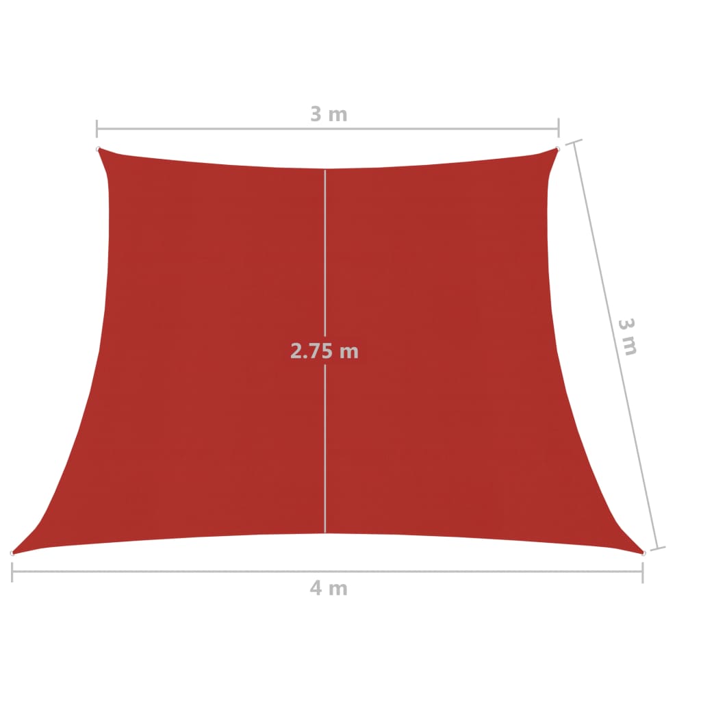 vidaXL Solseil 160 g/m² rød 3/4x3 m HDPE