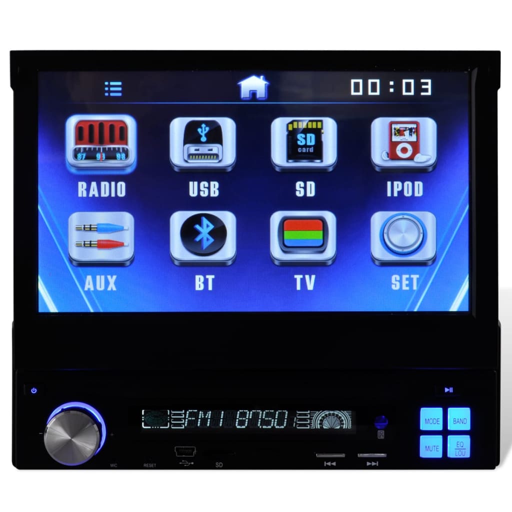 Bilstereo 1 DIN 7 Tommer Touch-Skjerm MP3 Radio Mediaspiller Bluetooth