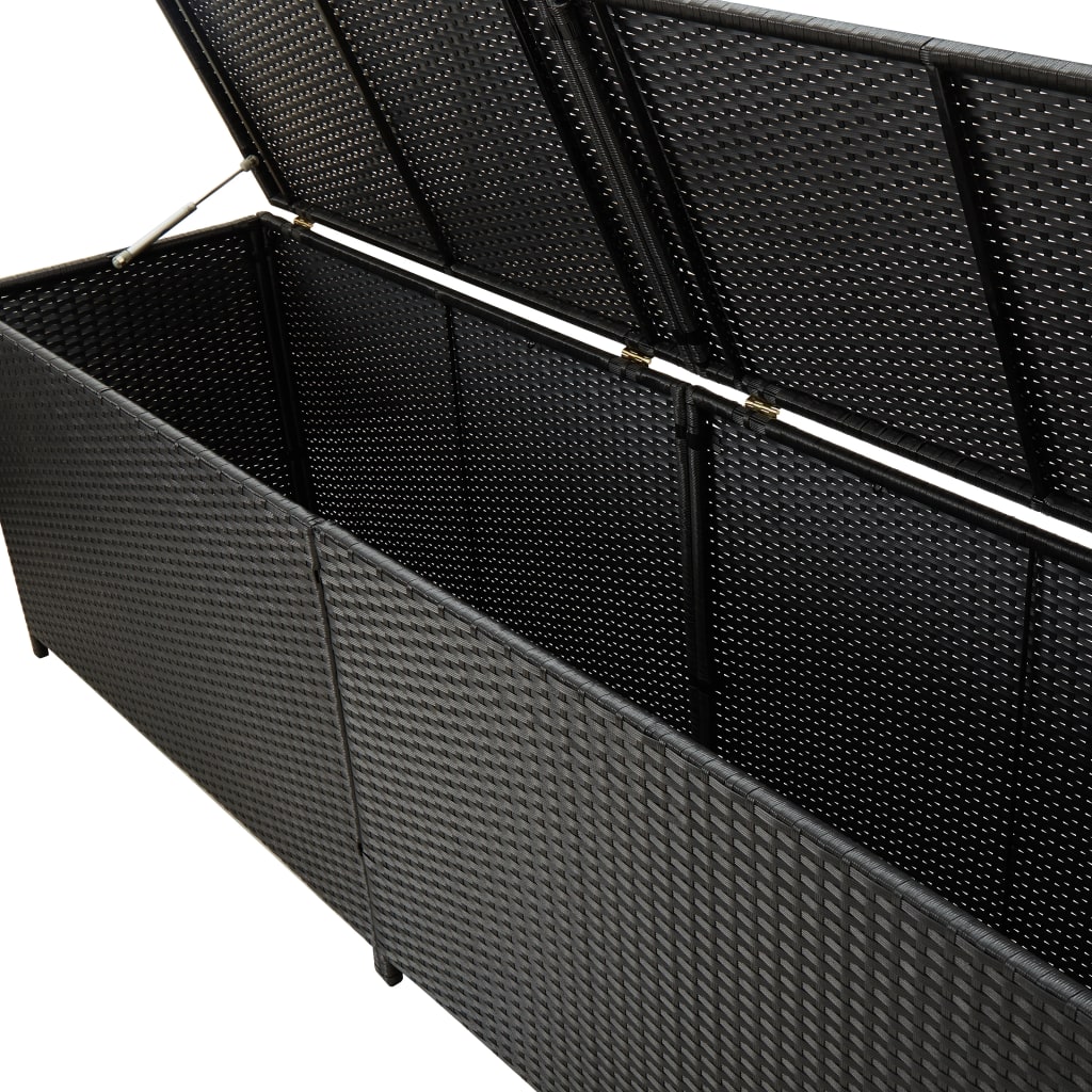 vidaXL Utendørs oppbevaringsboks polyrotting 200x50x60 cm svart
