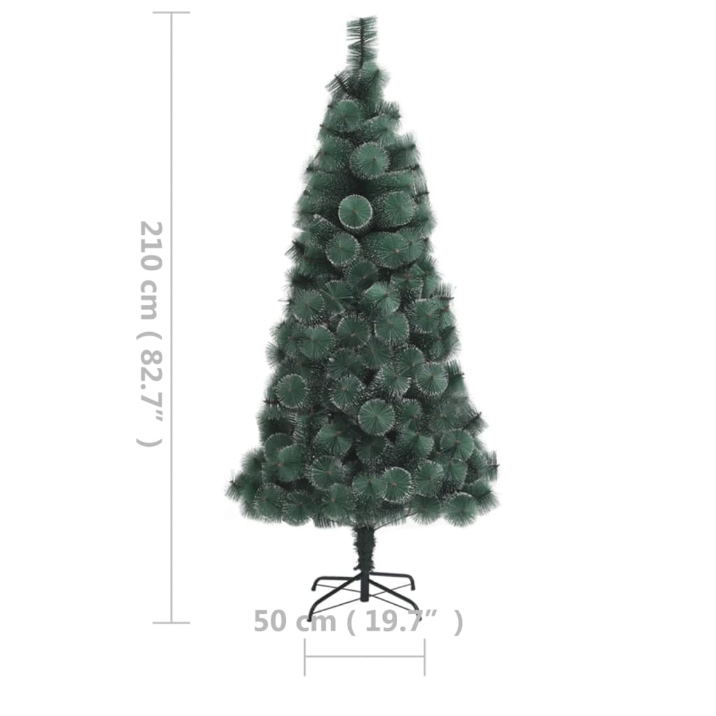 vidaXL Forhåndsbelyst kunstig juletre med stativ grønn 210 cm PET