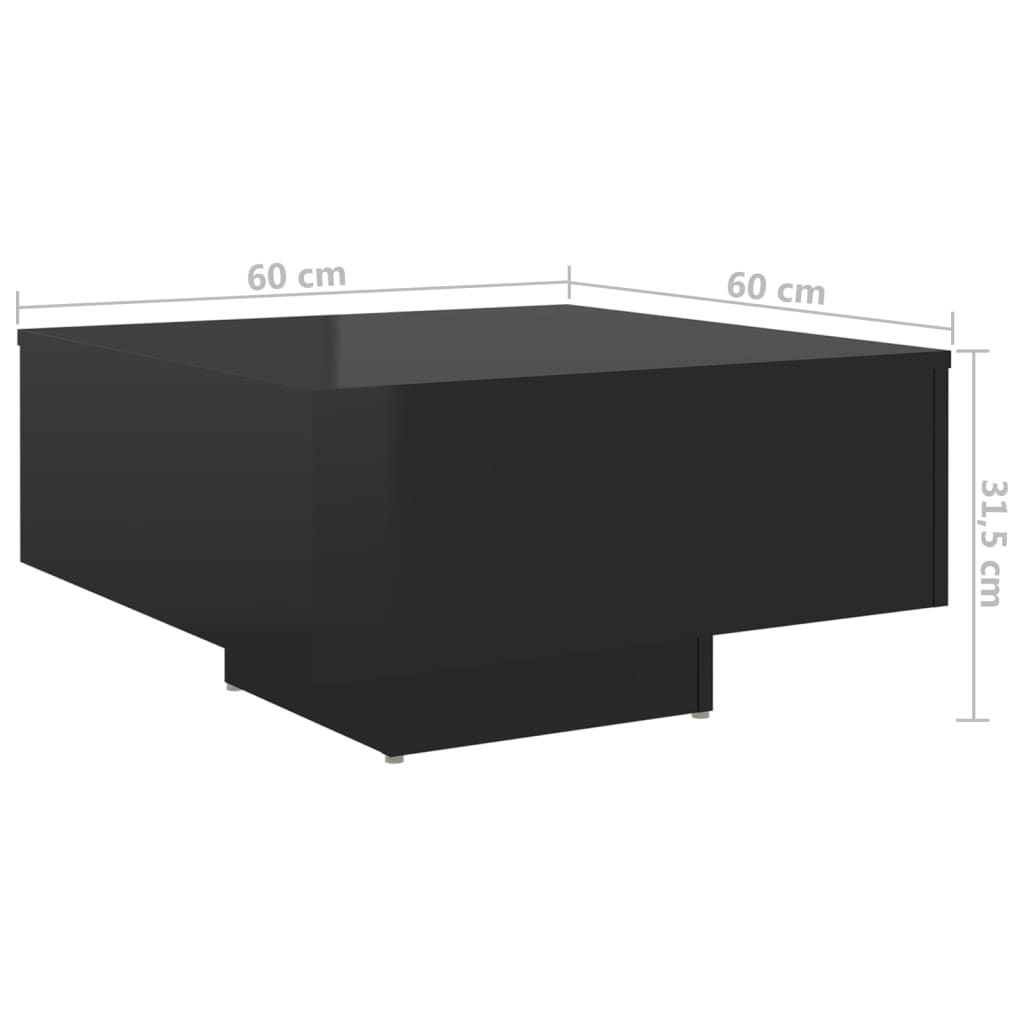 vidaXL Salongbord høyglans svart 60x60x31,5 cm sponplate