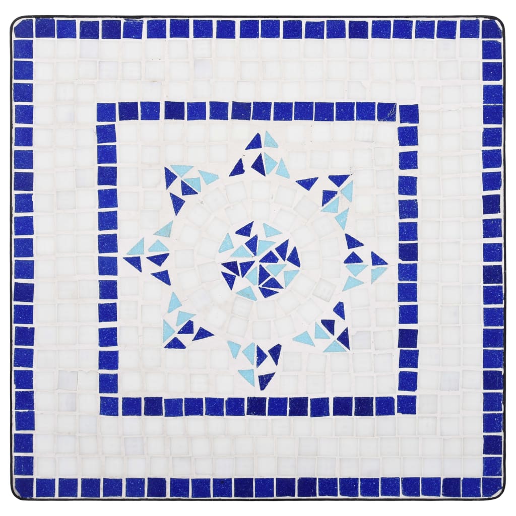 vidaXL Mosaikkbistrobord blå og hvit 60 cm keramikk