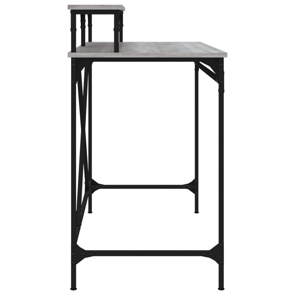 vidaXL Skrivebord grå sonoma 100x50x90 cm konstruert tre og jern