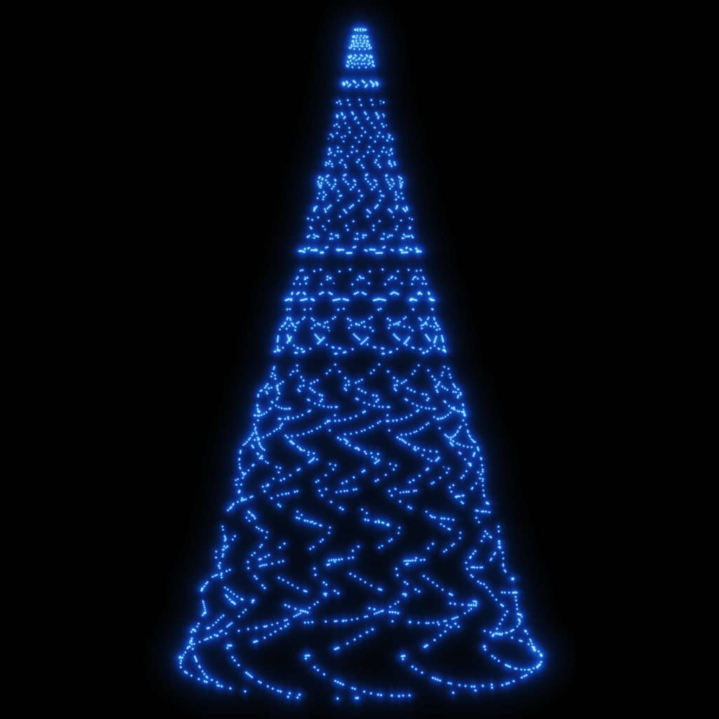vidaXL Juletre på flaggstang 1400 lysdioder blå 500 cm