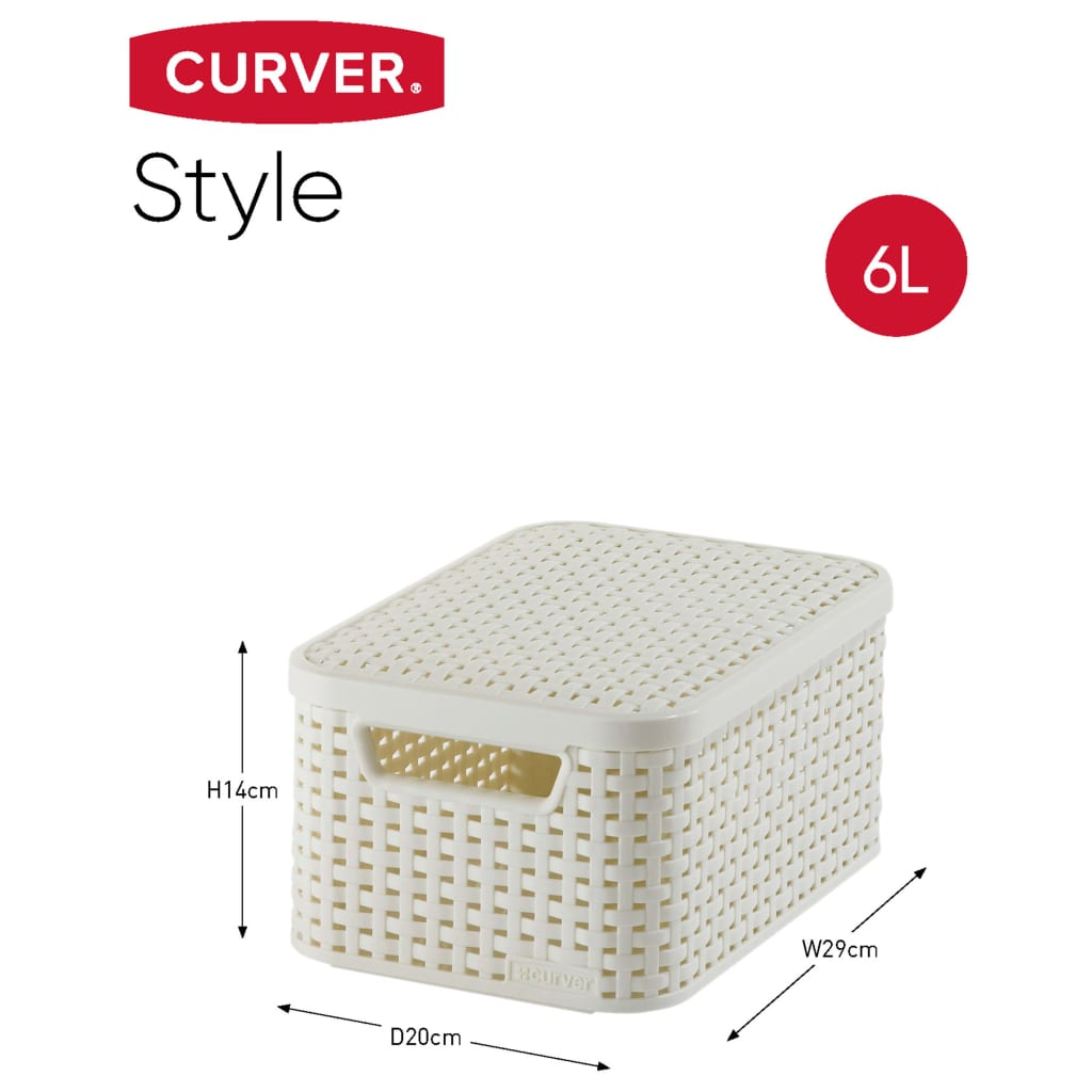 Curver Style Oppbevaringsboks med lokk 3 stk hvit 240652