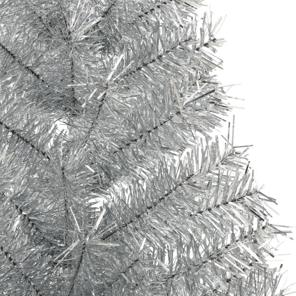 vidaXL Kunstig halvt juletre med stativ sølv 150 cm PET