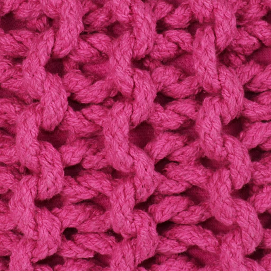 vidaXL Håndstrikket puff bomull 50x35 cm rosa