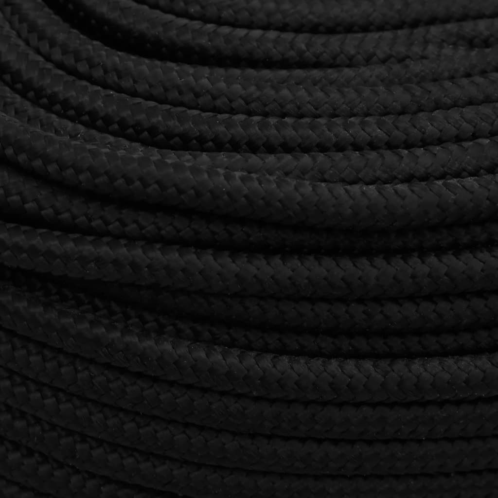 vidaXL Arbeidstau svart 6 mm 25 m polyester