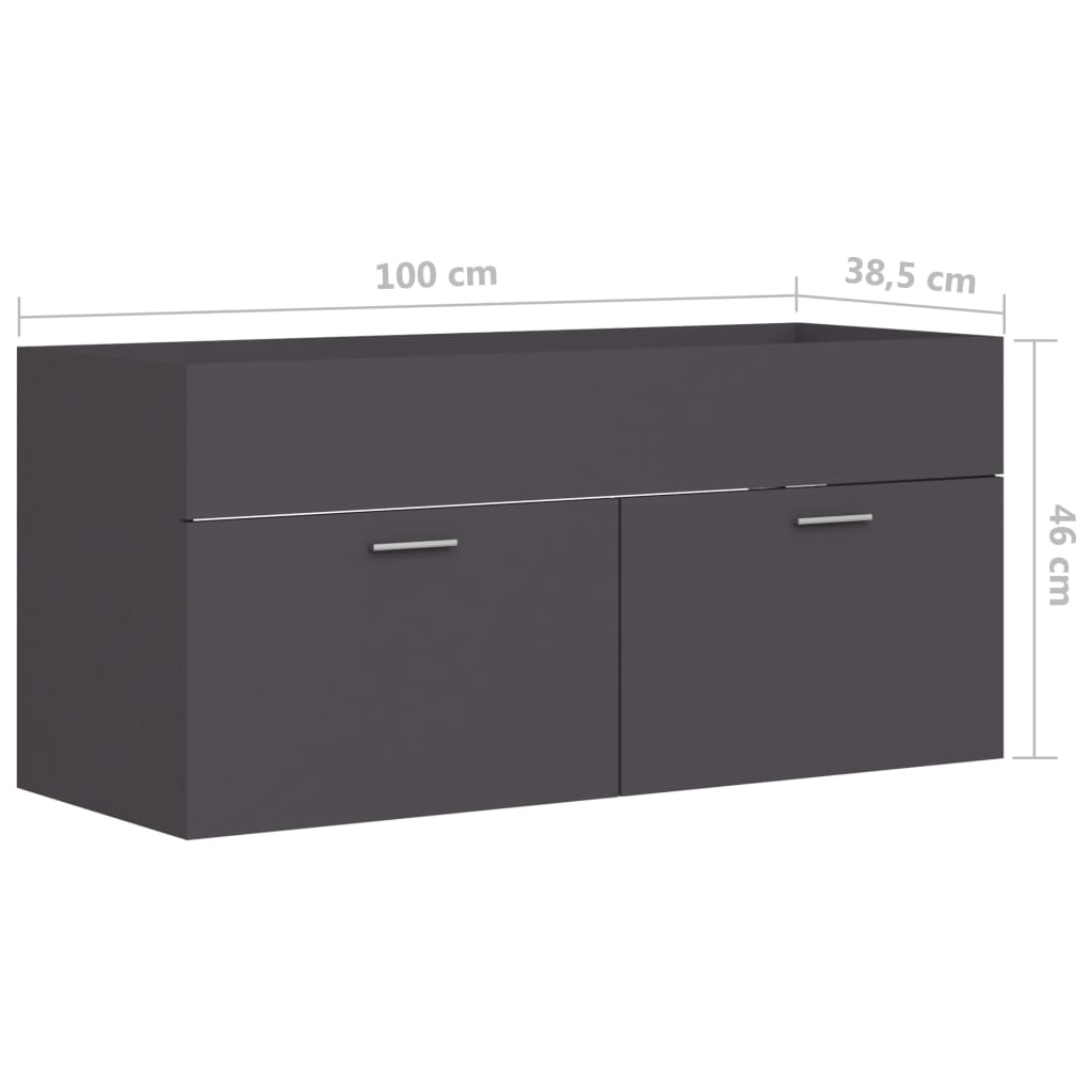 vidaXL Servantskap grå 100x38,5x46 cm sponplate