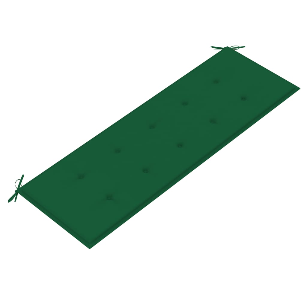 vidaXL Hagebenk med grønn pute 150 cm heltre teak