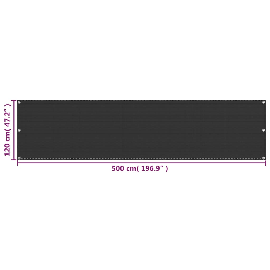 vidaXL Balkongskjerm HDPE 120x500 cm antrasitt