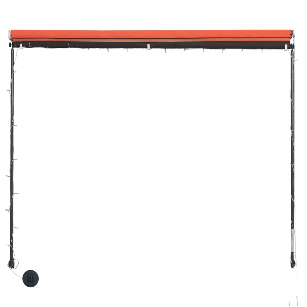 vidaXL Uttrekkbar markise med LED 250x150 cm oransje og brun