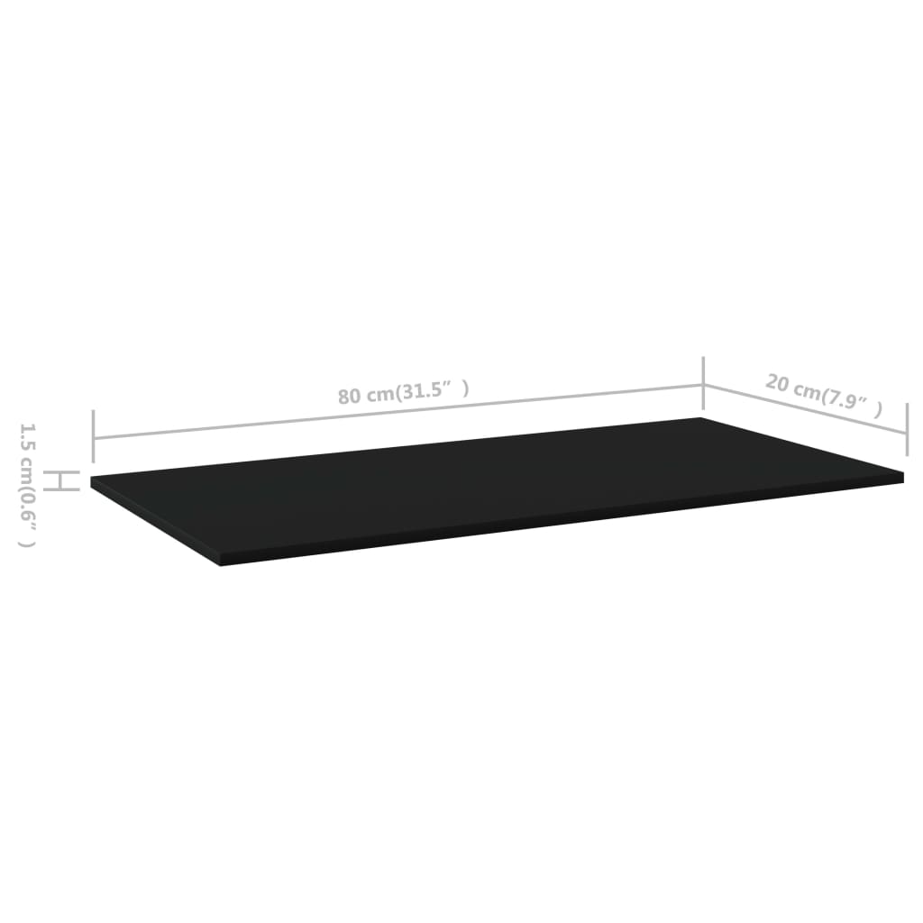 vidaXL Hylleplater 4 stk svart 80x20x1,5 cm sponplate