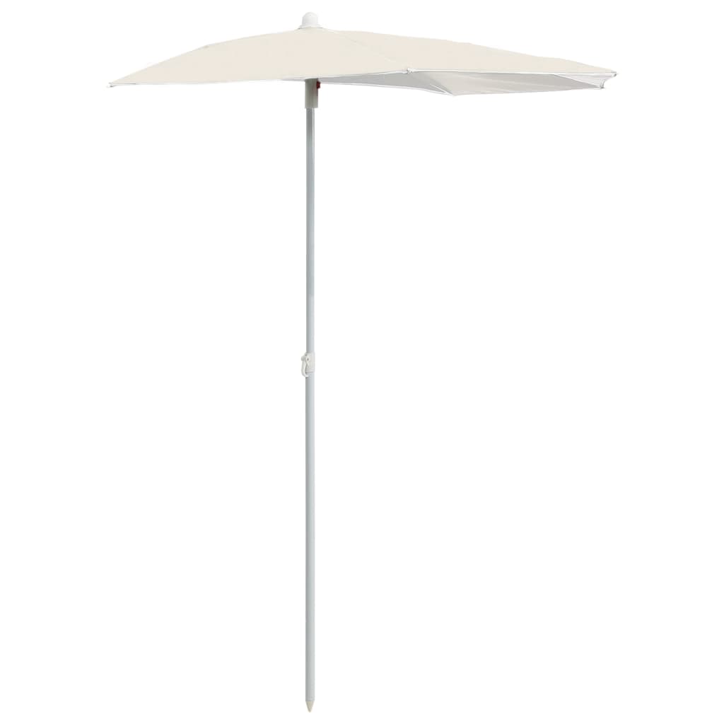 vidaXL Halvrund parasoll med stang 180x90 cm sand