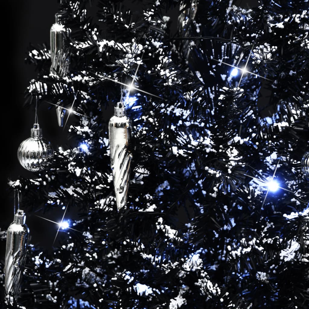 vidaXL Kunstig juletre med snø og paraplyfot svart 190 cm PVC