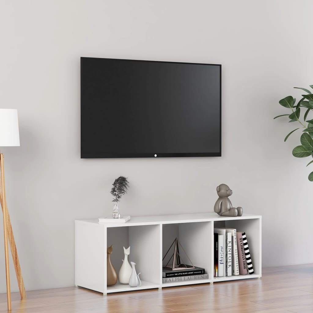 vidaXL TV-benk høyglans hvit 107x35x37 cm sponplate