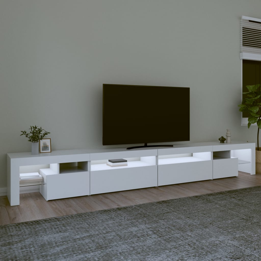 vidaXL TV-benk med LED-lys hvit 290x36,5x40 cm