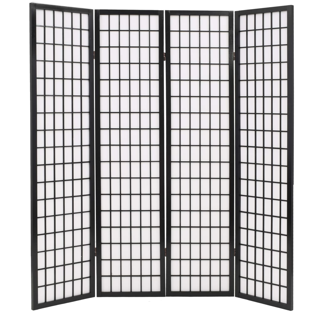 vidaXL Sammenleggbar romdeler 4 paneler japansk stil 160x170 cm svart