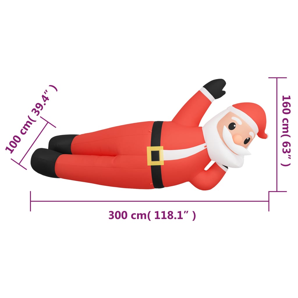 vidaXL Oppblåsbar julenisse med LED 160 cm