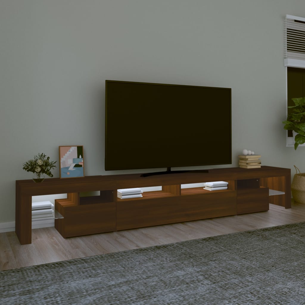 vidaXL TV-benk med LED-lys brun eik 260x36,5x40 cm
