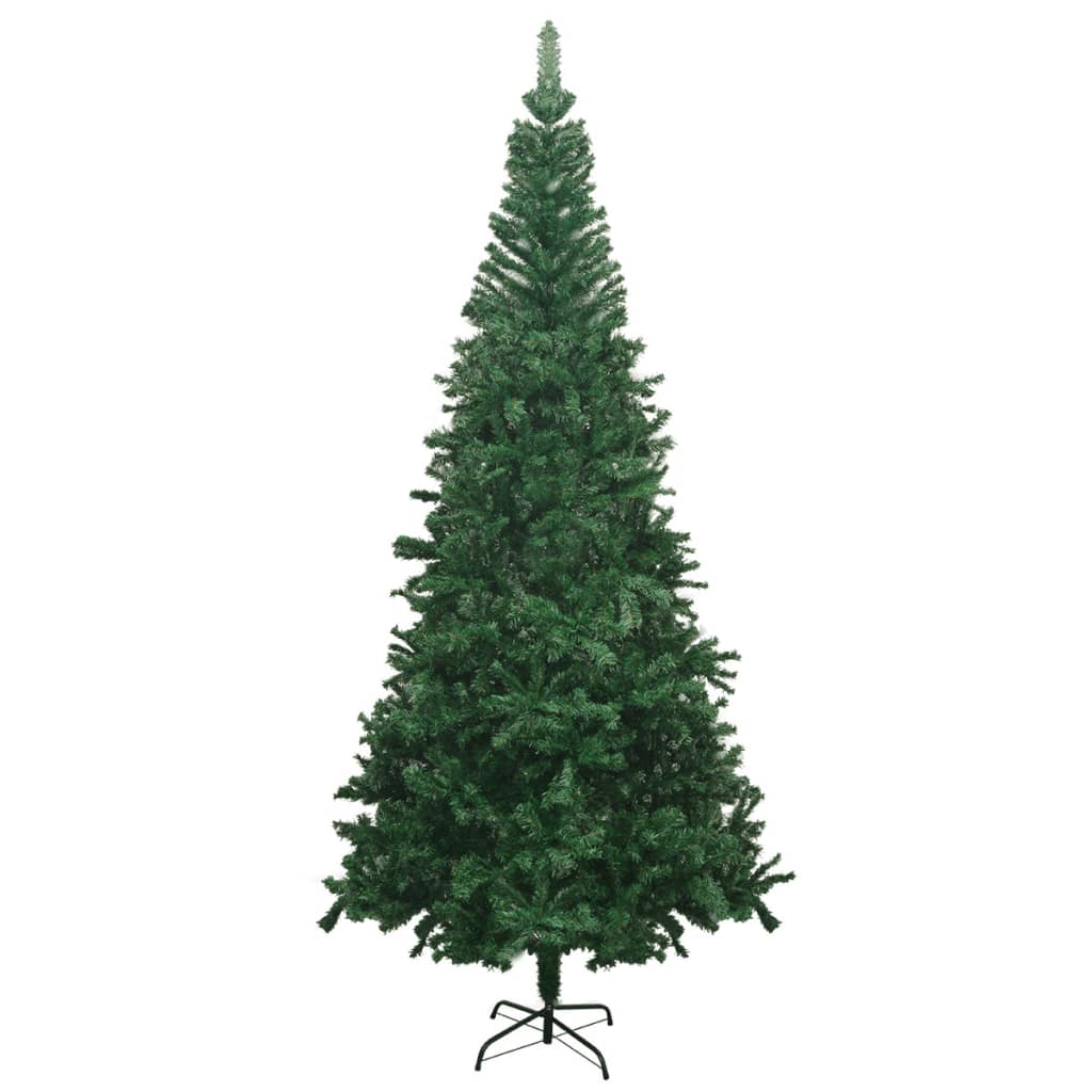 vidaXL Forhåndsbelyst kunstig juletre hvit L 240 cm grønn