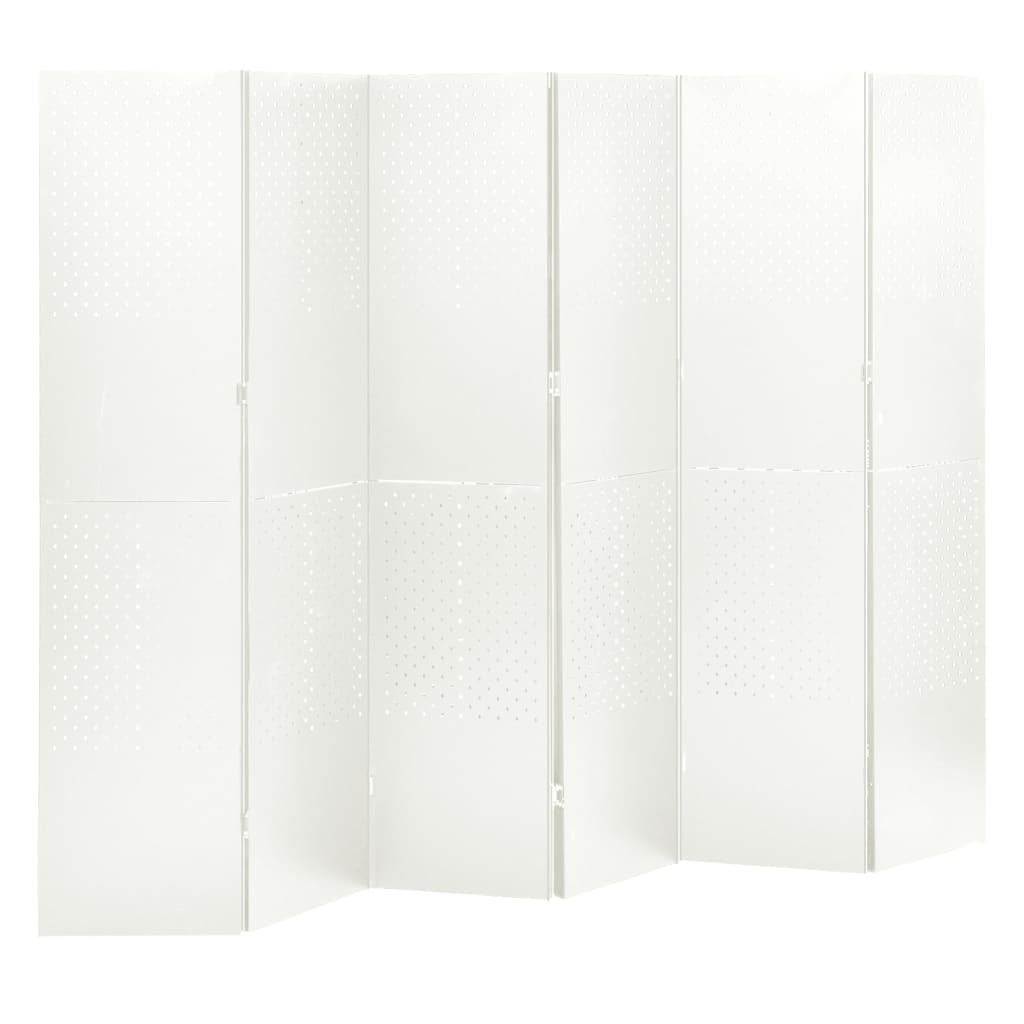 vidaXL Romdeler med 6 paneler hvit 240x180 cm stål