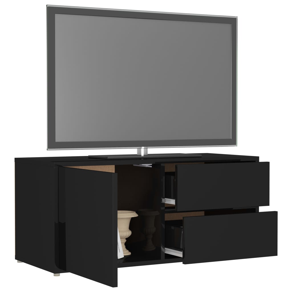 vidaXL TV-benk høyglans svart 80x34x36 cm sponplate