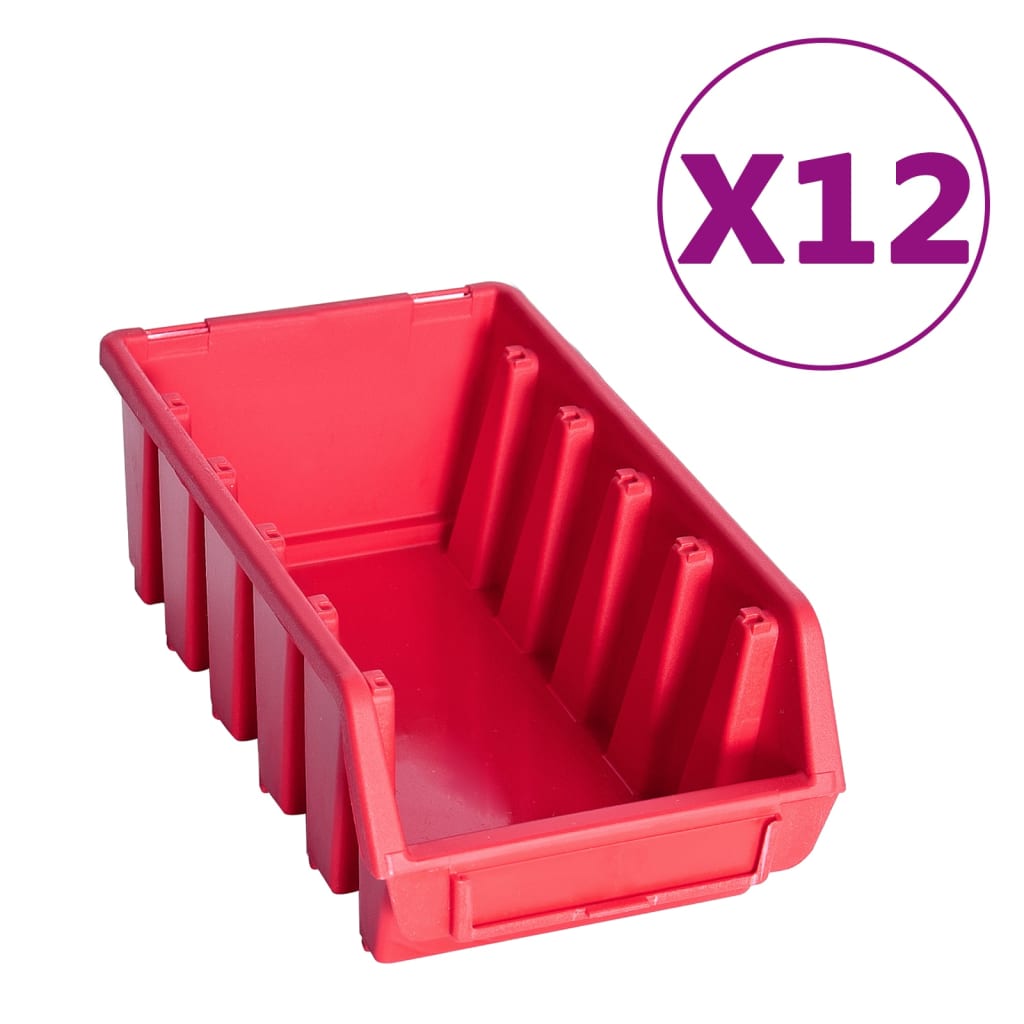 vidaXL Oppbevaringsbokssett i 80 deler med veggpaneler rød og svart