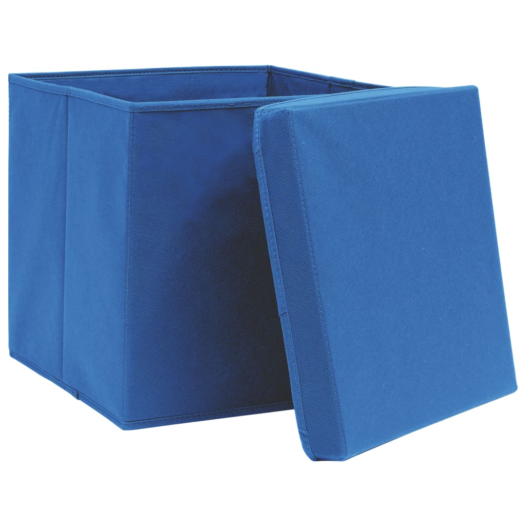 vidaXL Oppbevaringsbokser med deksler 10 stk 28x28x28 cm blå