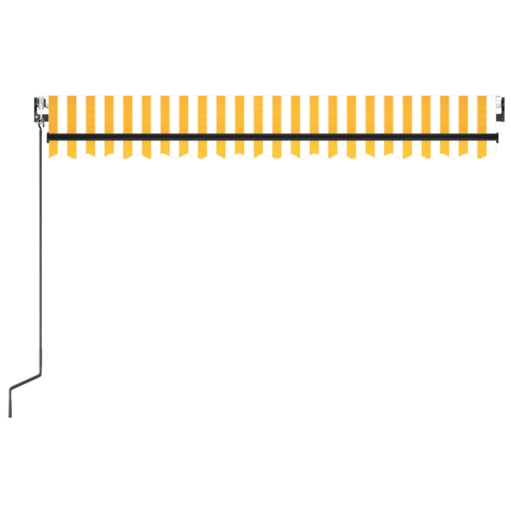 vidaXL Automatisk markise med vindsensor og LED 450x300 cm gul/hvit