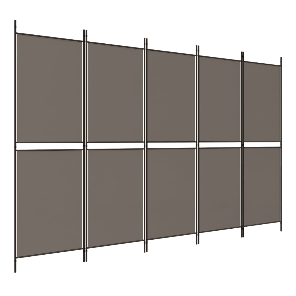 vidaXL Romdeler med 5 paneler antrasitt 250x180 cm stoff
