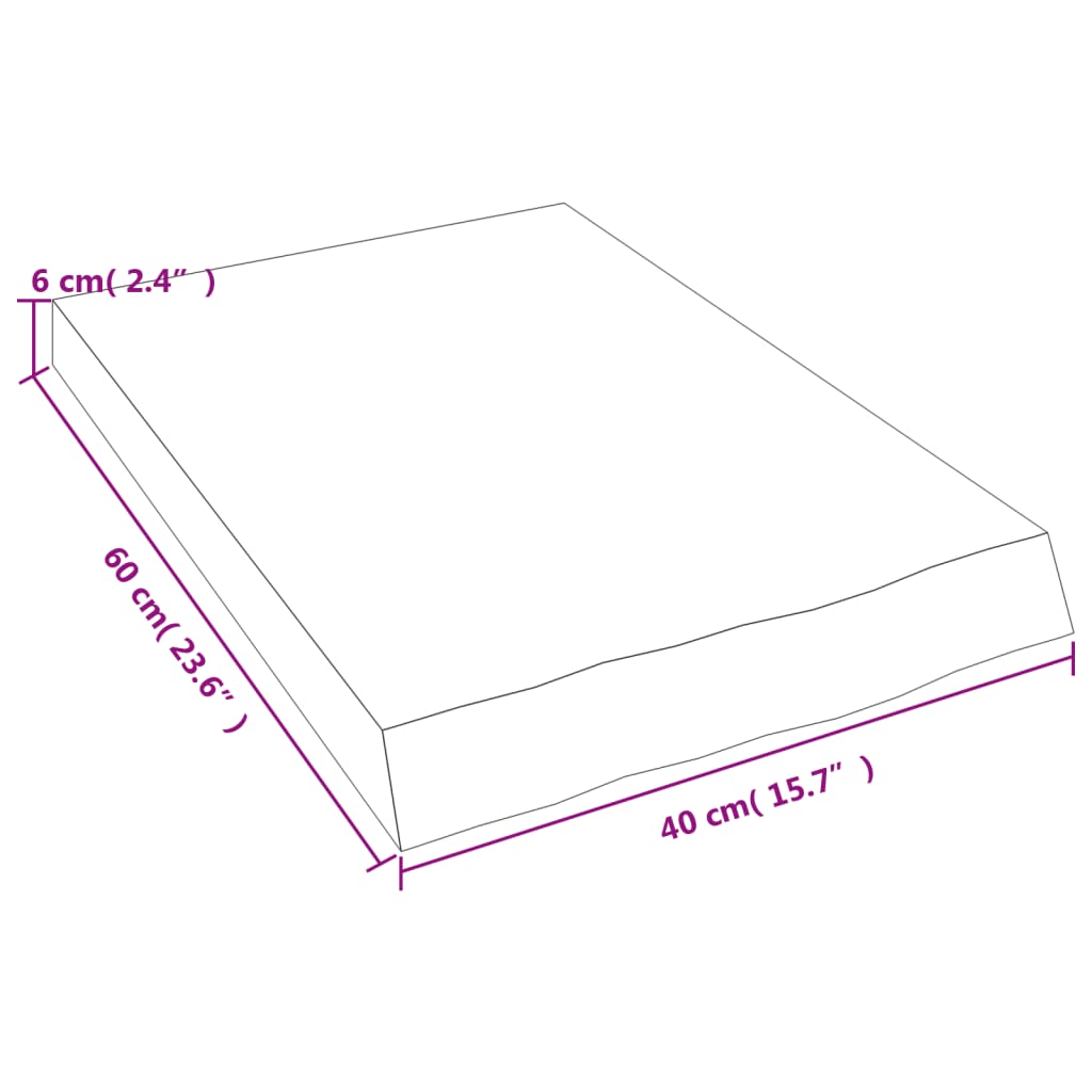 vidaXL Benkeplate til bad 40x60x(2-6) cm ubehandlet heltre