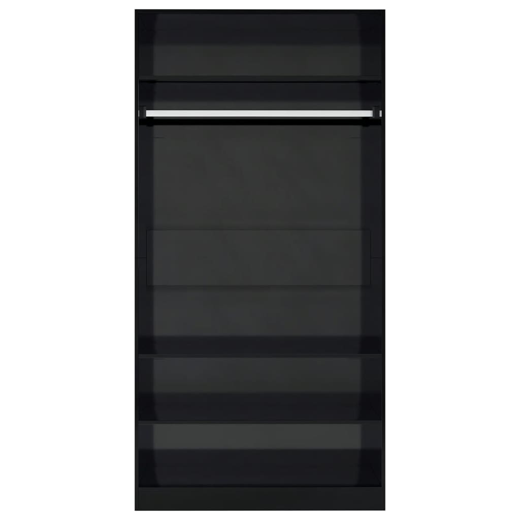 vidaXL Garderobe høyglans svart 100x50x200 cm sponplate