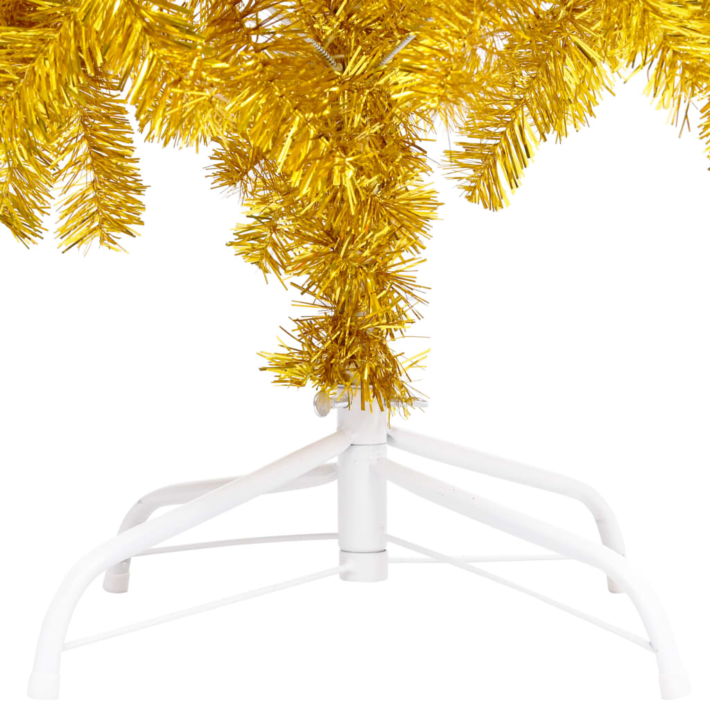vidaXL Forhåndsbelyst kunstig juletre med stativ gull 210 cm PVC