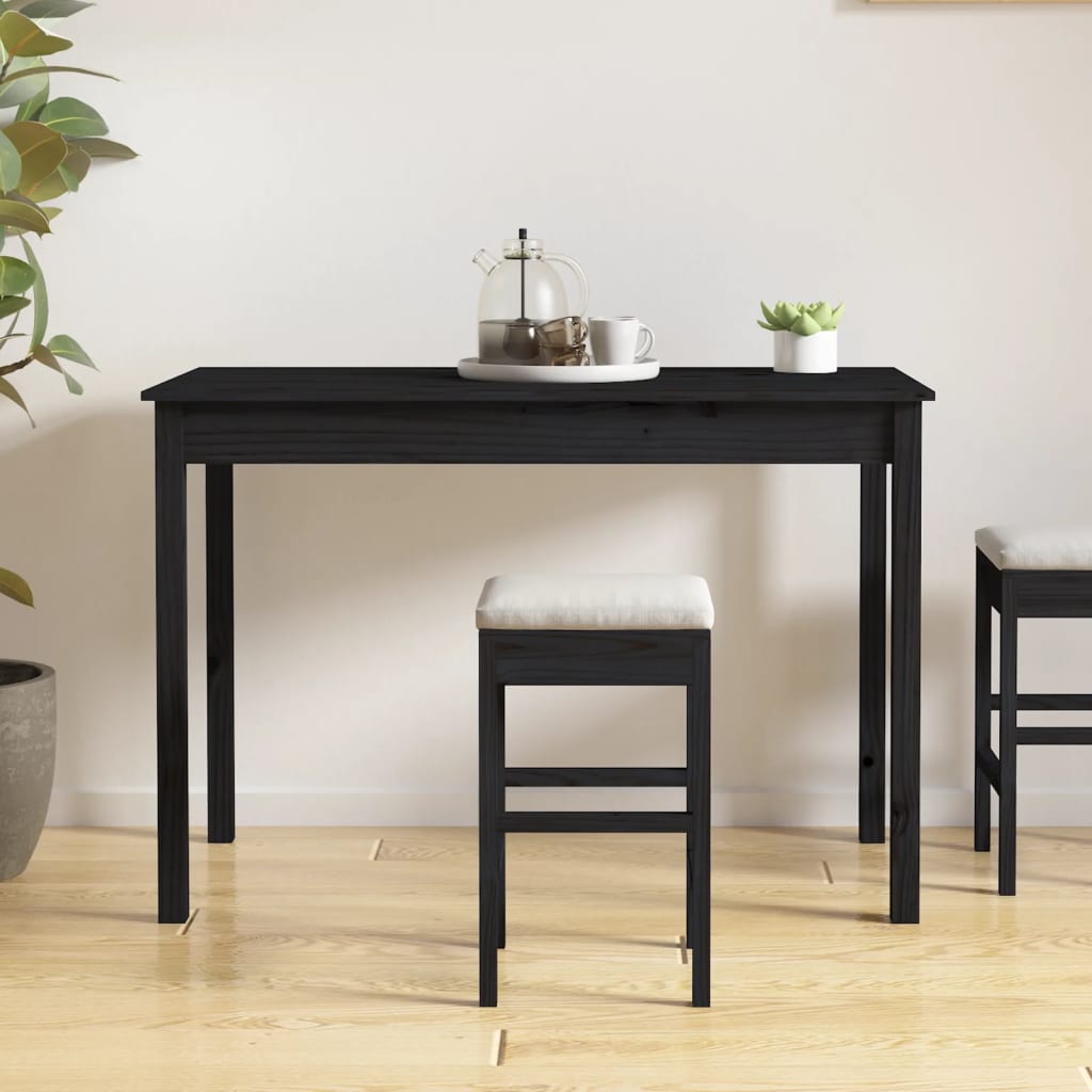 vidaXL Spisebord svart 110x55x75 cm heltre furu