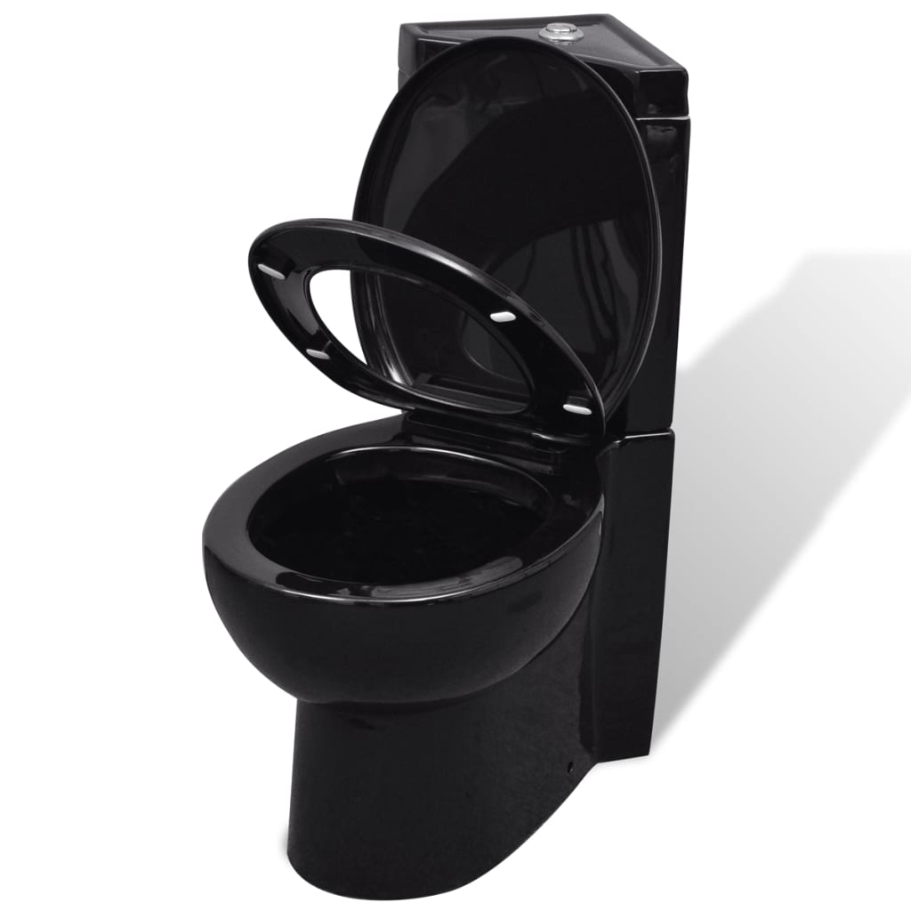 vidaXL Keramisk toalett for bad rundt toalett svart