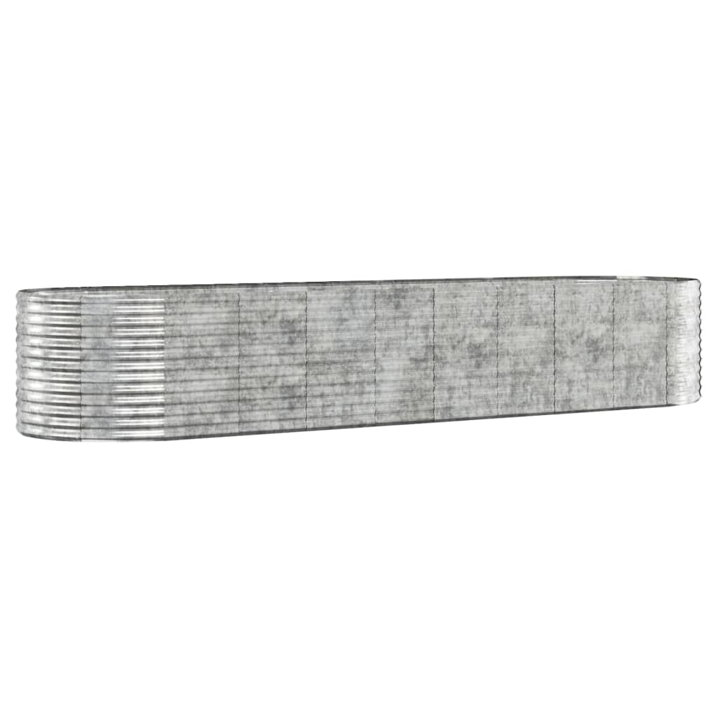 vidaXL Plantekasse pulverlakkert stål 396x100x68 cm sølv