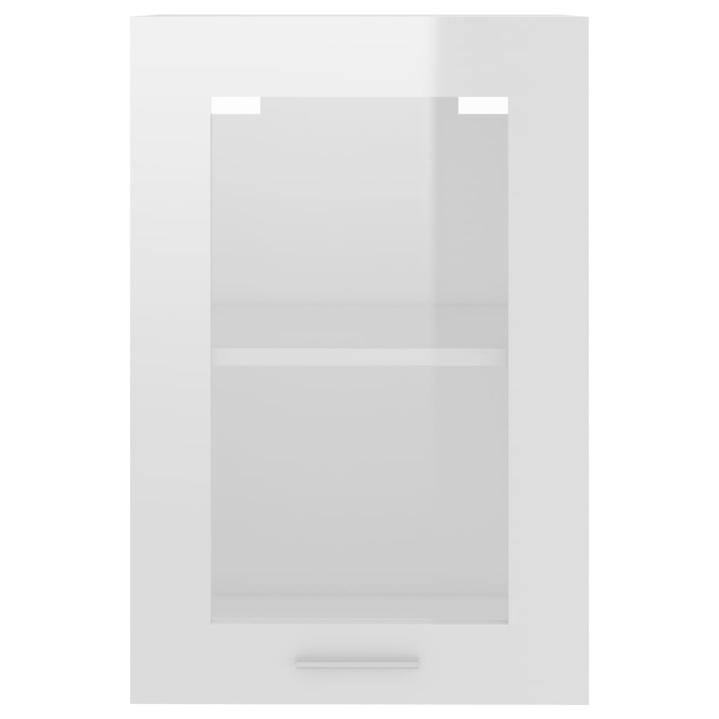 vidaXL Hengende skap glass høyglans hvit 40x31x60 cm sponplate