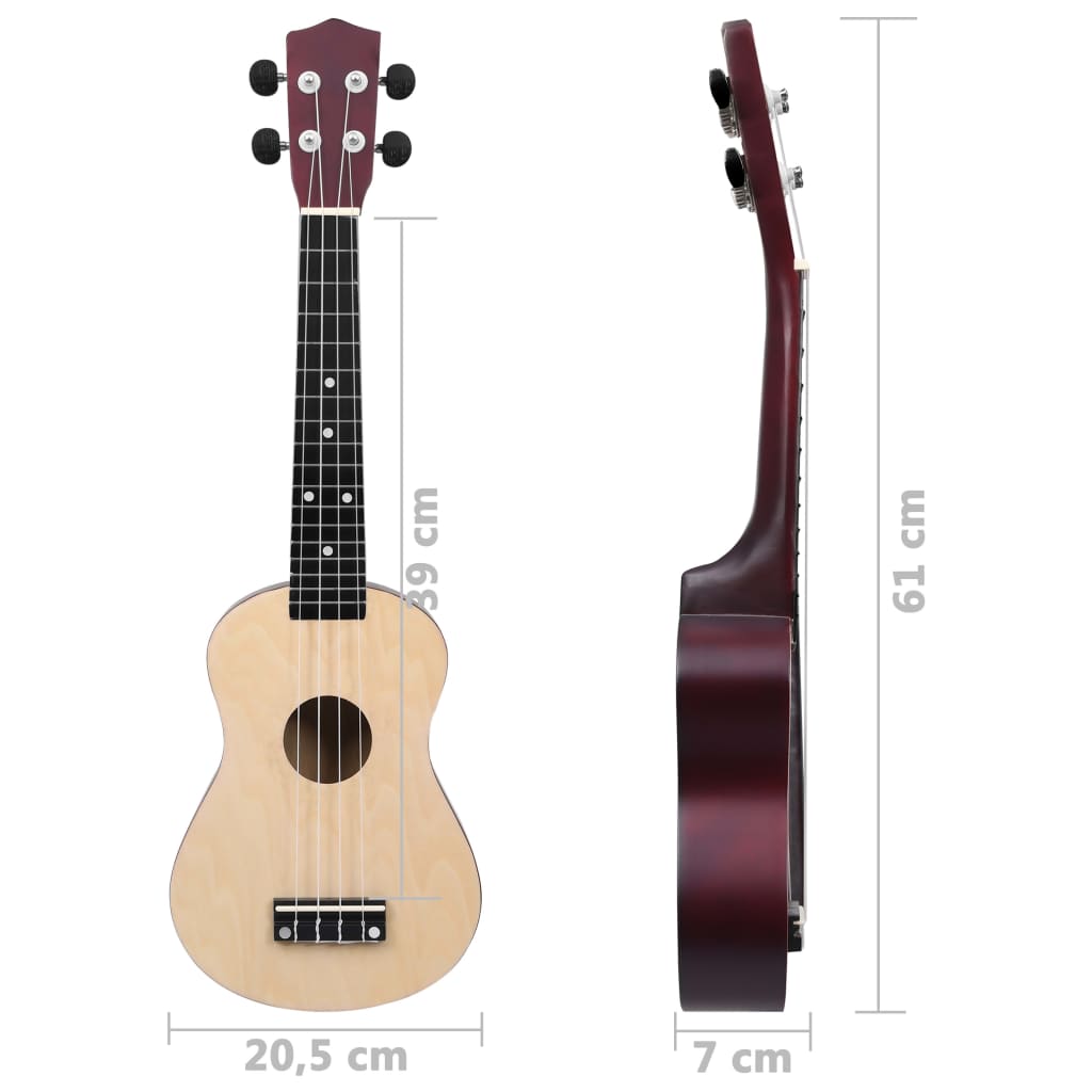 vidaXL Sopran-ukulele sett med veske for barn lyst tre 23"