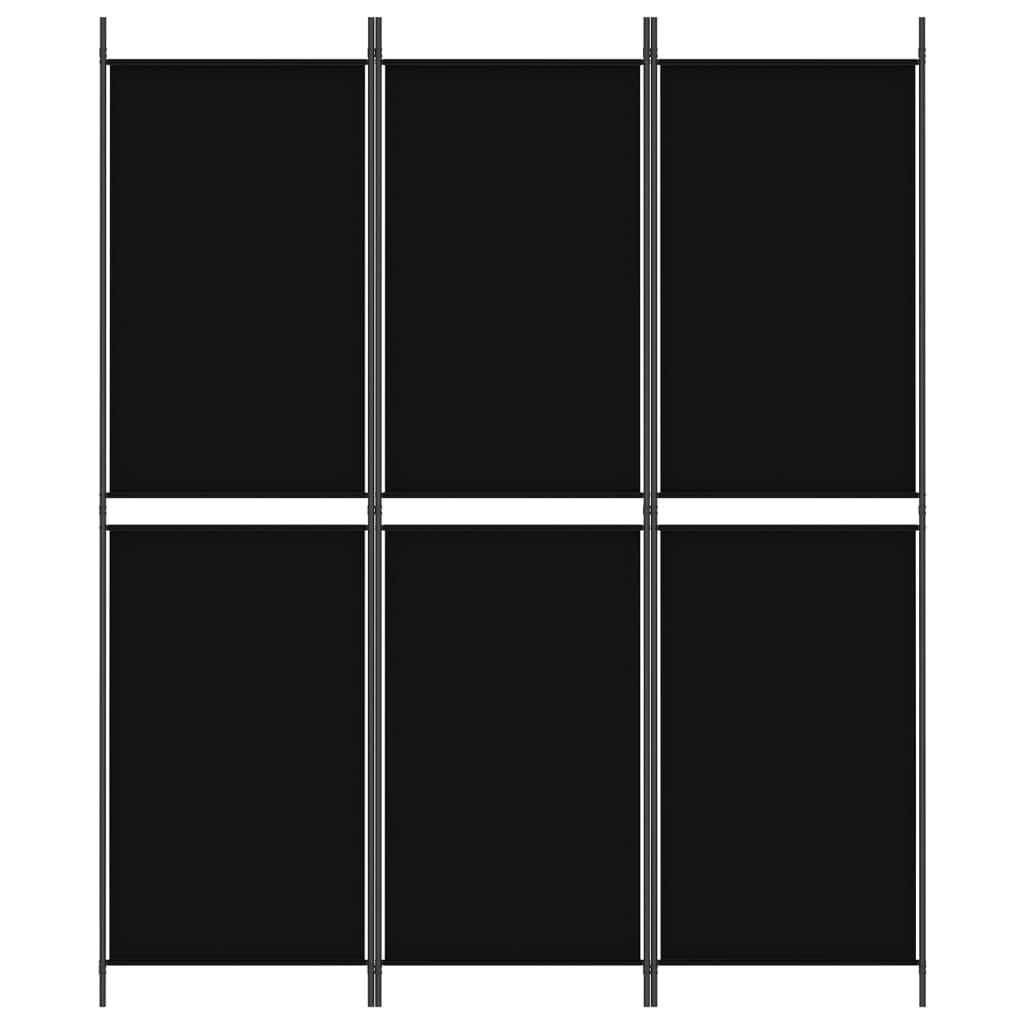 vidaXL Romdeler 3 paneler svart 150x180 cm stoff