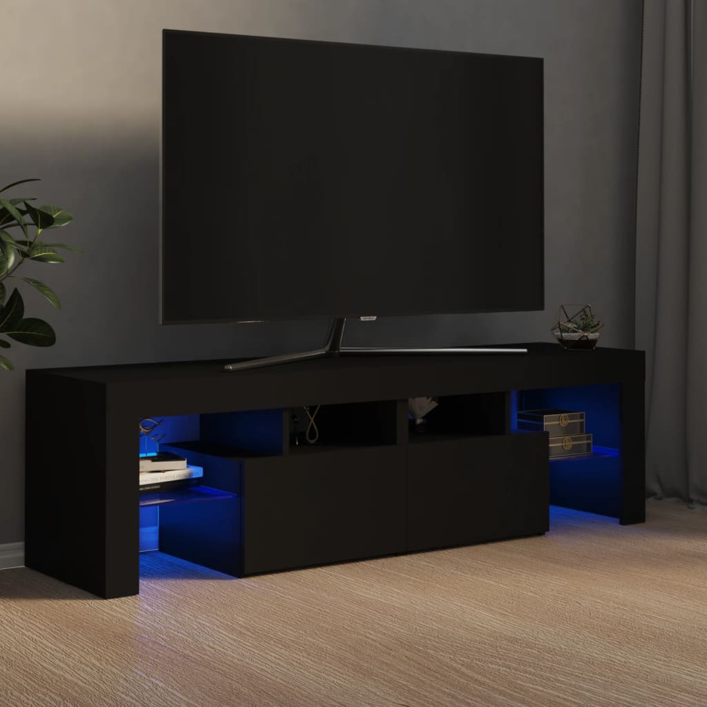 vidaXL TV-benk med LED-lys svart 140x36,5x40 cm
