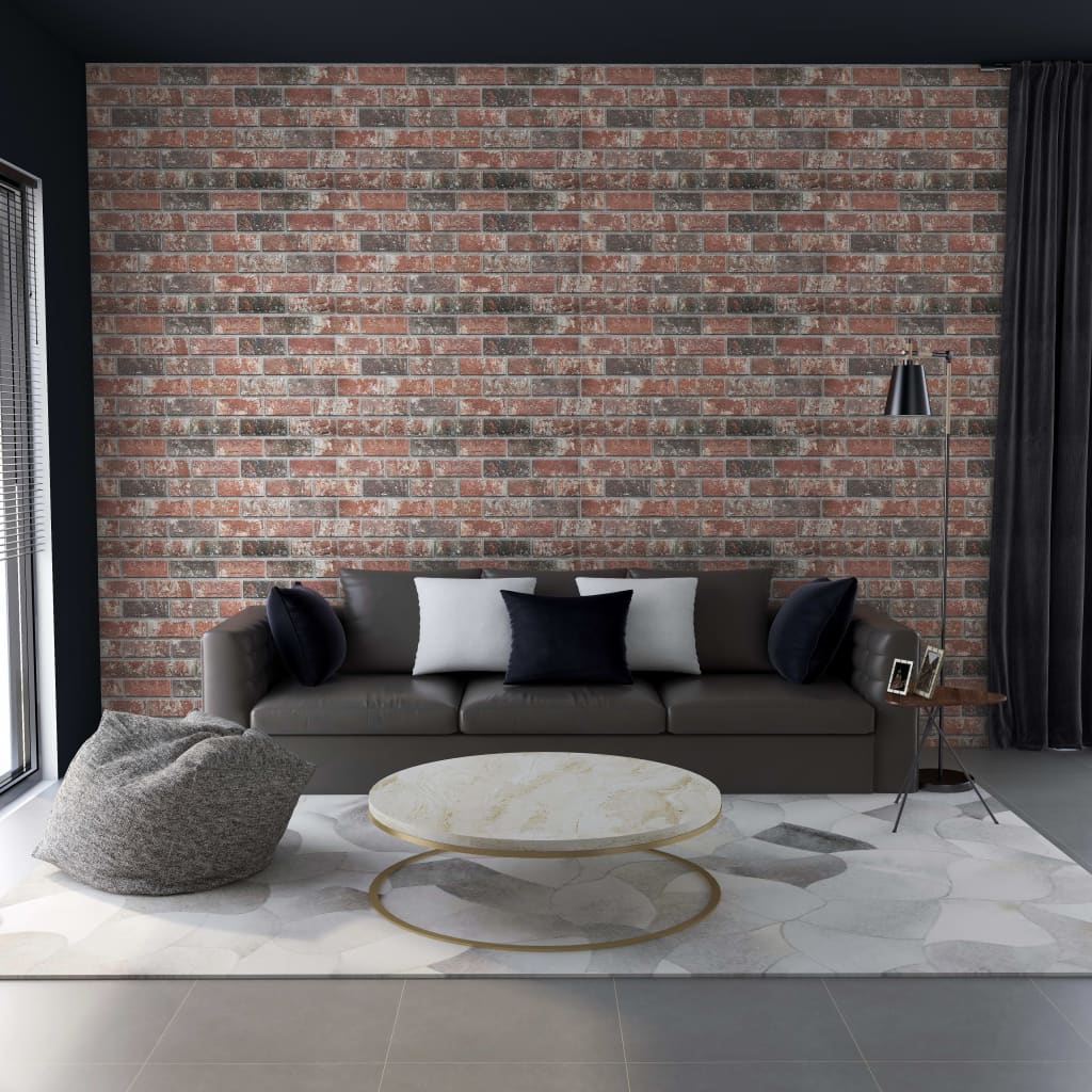 vidaXL 3D veggpaneler med mørkebrunt og grått mursteindesign 10stk EPS