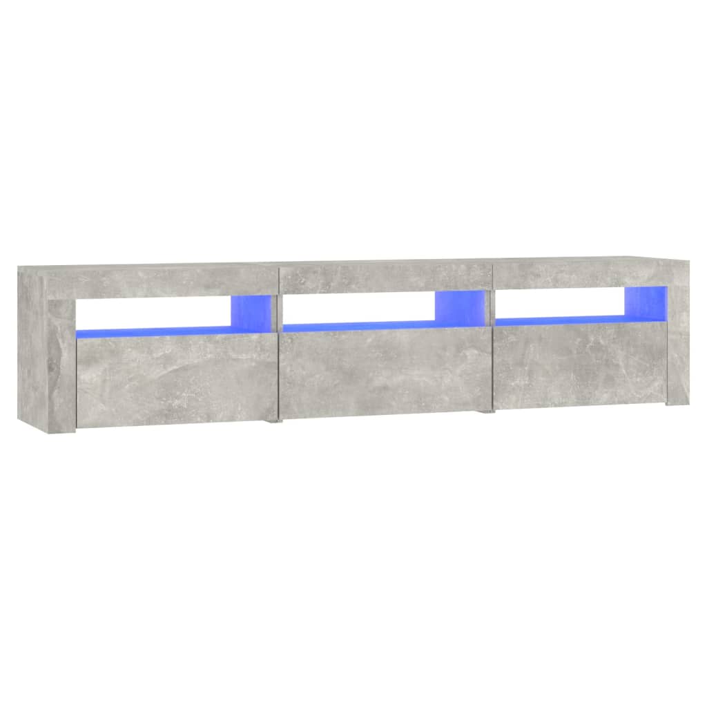 vidaXL TV-benk med LED-lys betonggrå 180x35x40 cm