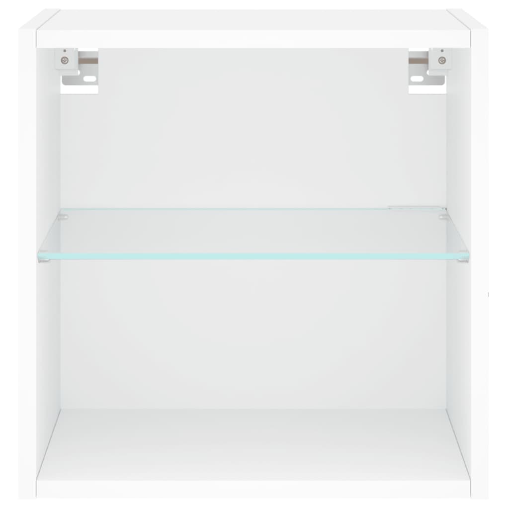 vidaXL Veggmontert nattbord med LED-lys hvit