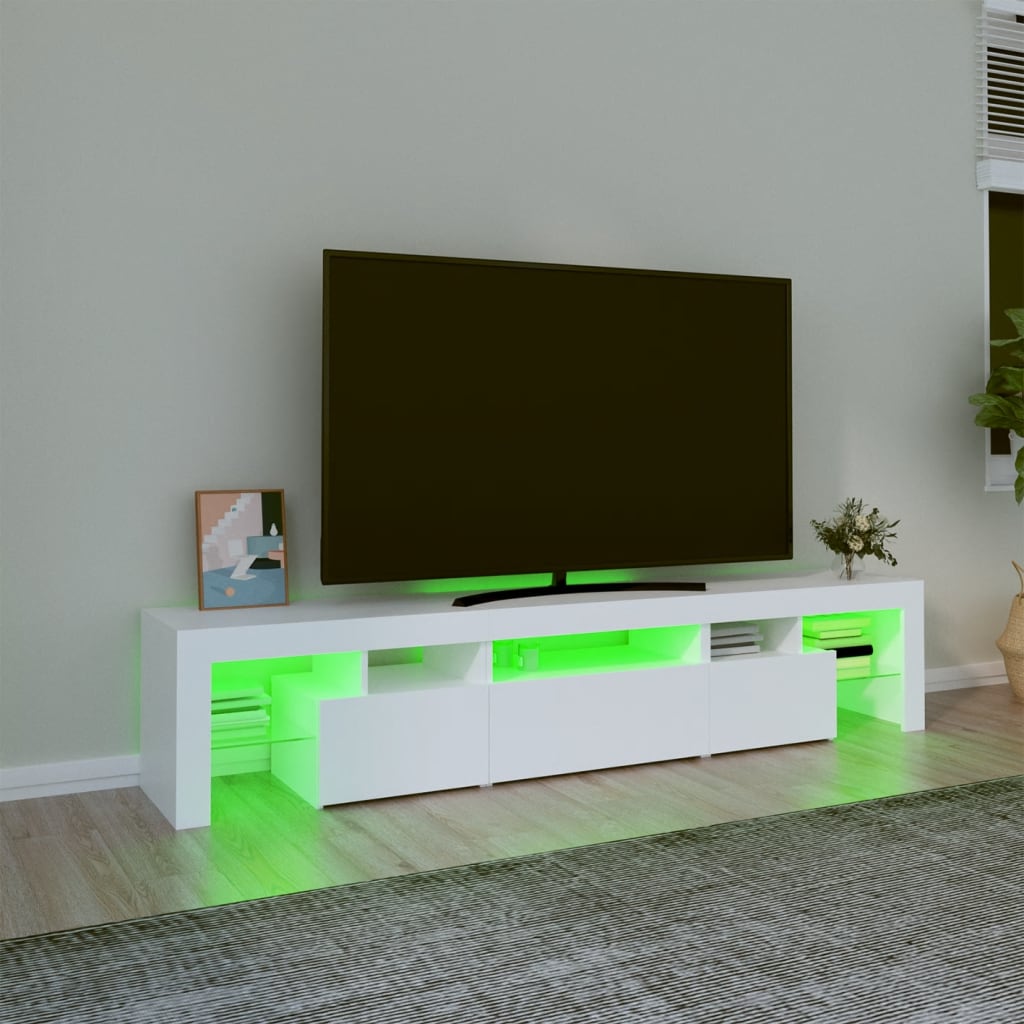 vidaXL TV-benk med LED-lys hvit 200x36,5x40 cm