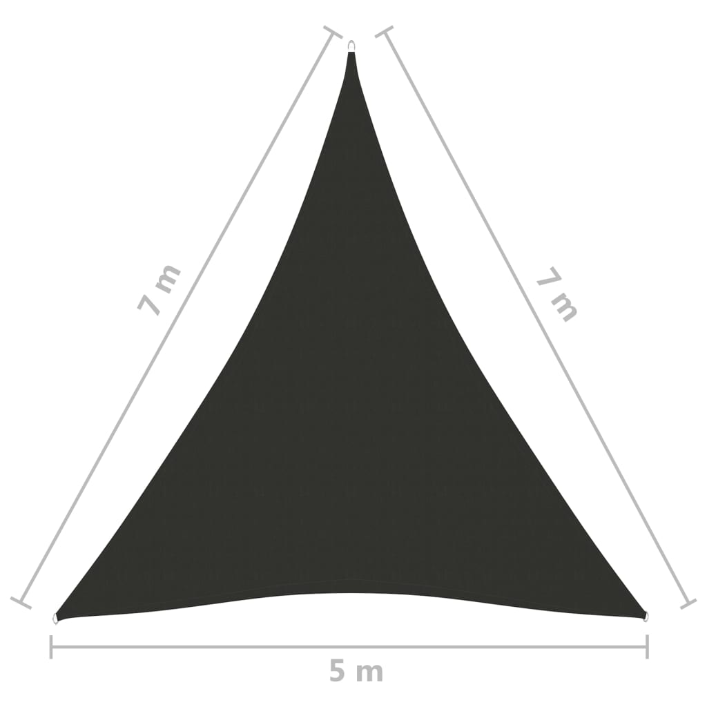 vidaXL Solseil oxfordstoff trekantet 5x7x7 m antrasitt