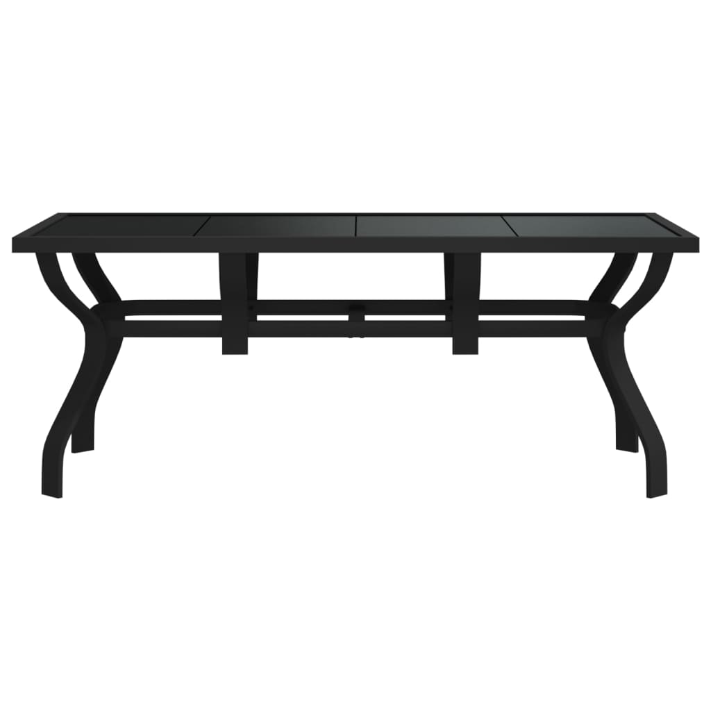 vidaXL Hagebord svart 180x80x70 cm stål og glass