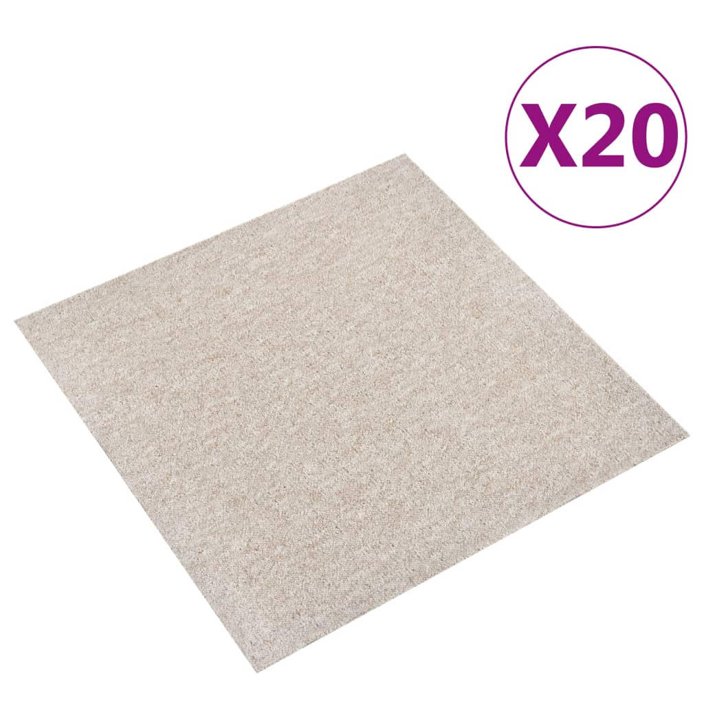 vidaXL Teppefliser gulv 20 stk 5 m² 50x50 cm lysebeige
