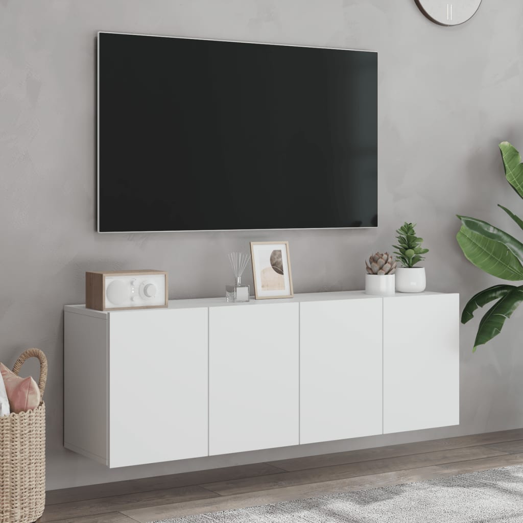 vidaXL Veggmonterte TV-benker 2 stk hvit 60x30x41 cm