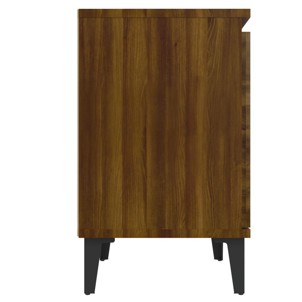 vidaXL Nattbord med metallben brun eik 40x30x50 cm